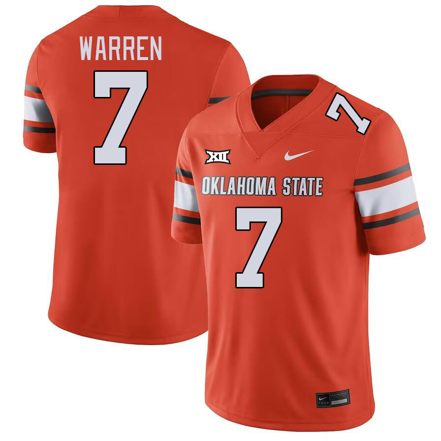 Oklahoma State Cowboys #7 Jaylen Warren College Football Jerseys Stitched Sale-Orange